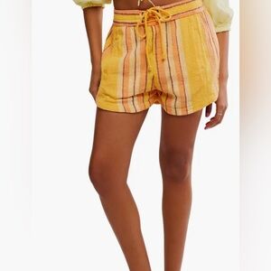 NWT Free People Kalli Cotton Board Short Stripes drawstring waist relaxed fit L